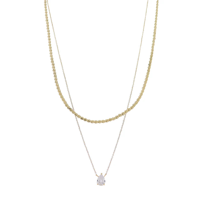 18K GP Crystal Teardrop