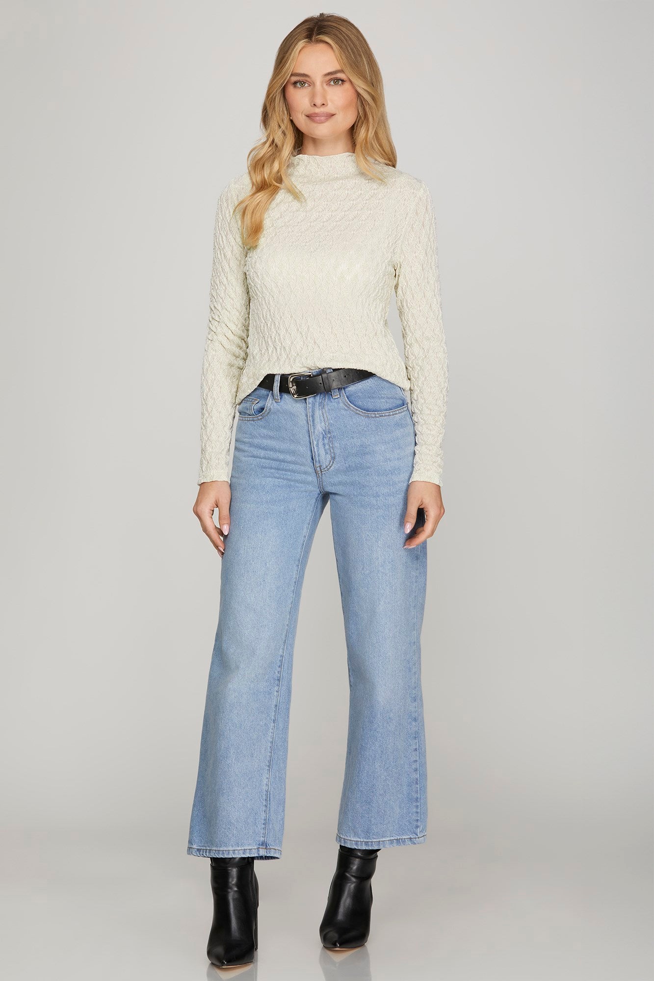 Cream Mock Neck Top