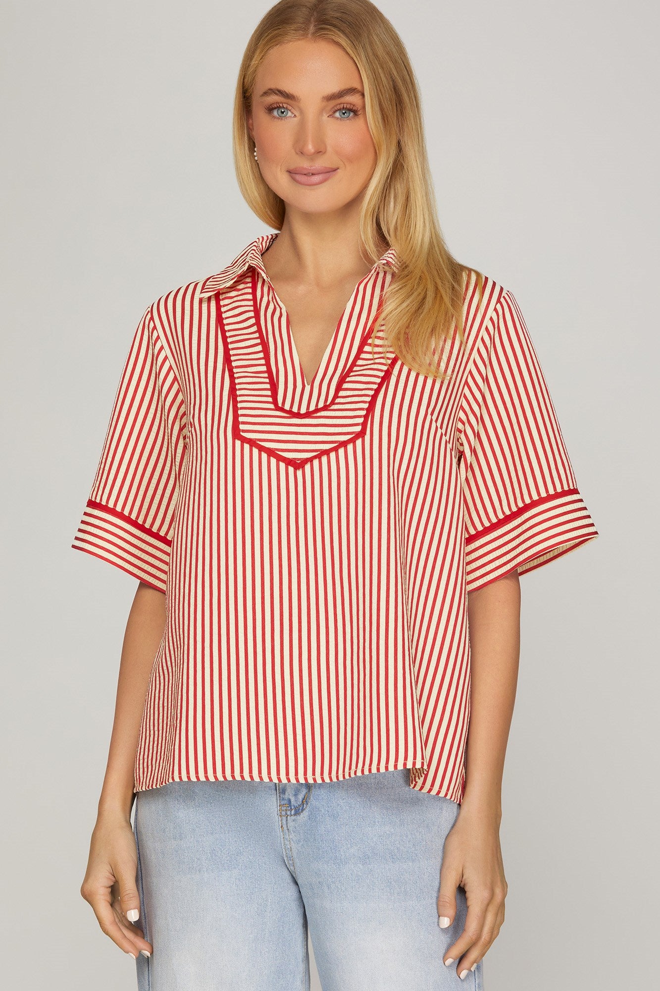 Half Sleeve Striped Top