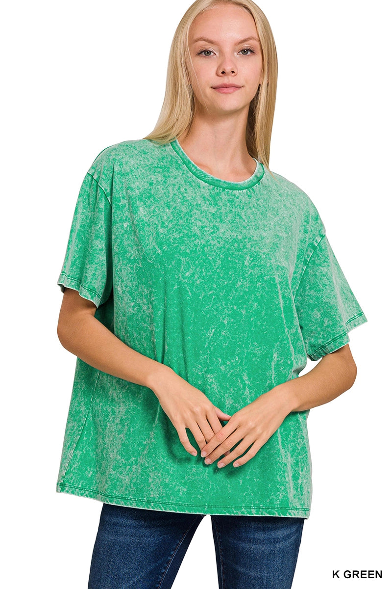 Vintage Wash Oversized Green Tee