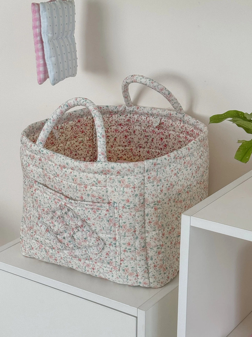 Quilted Floral Storage Tote