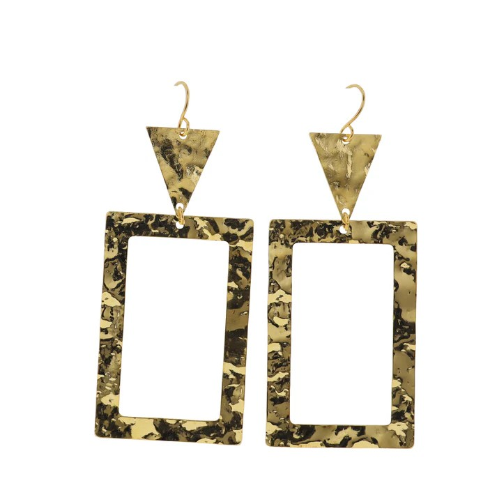 18K Gold Plated Rectangle Earrings