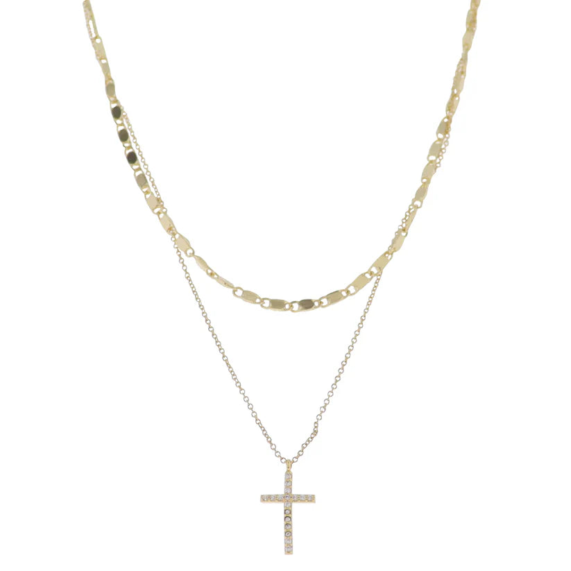 18K GP Crystal Cross