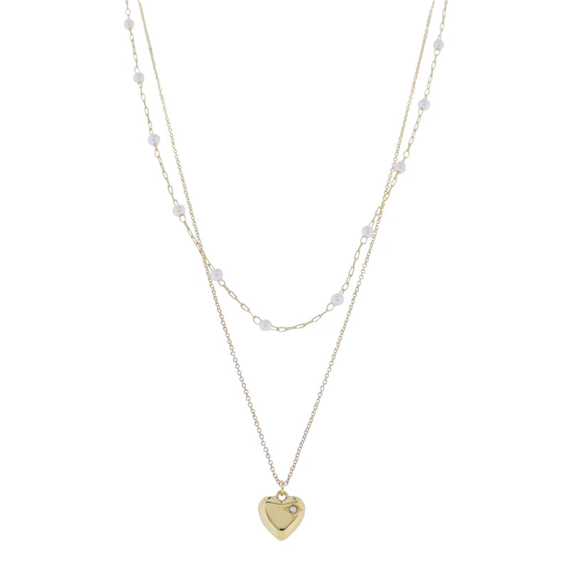 18K GP Pearl & Bubble Heart