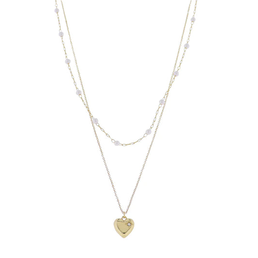 18K GP Pearl & Bubble Heart