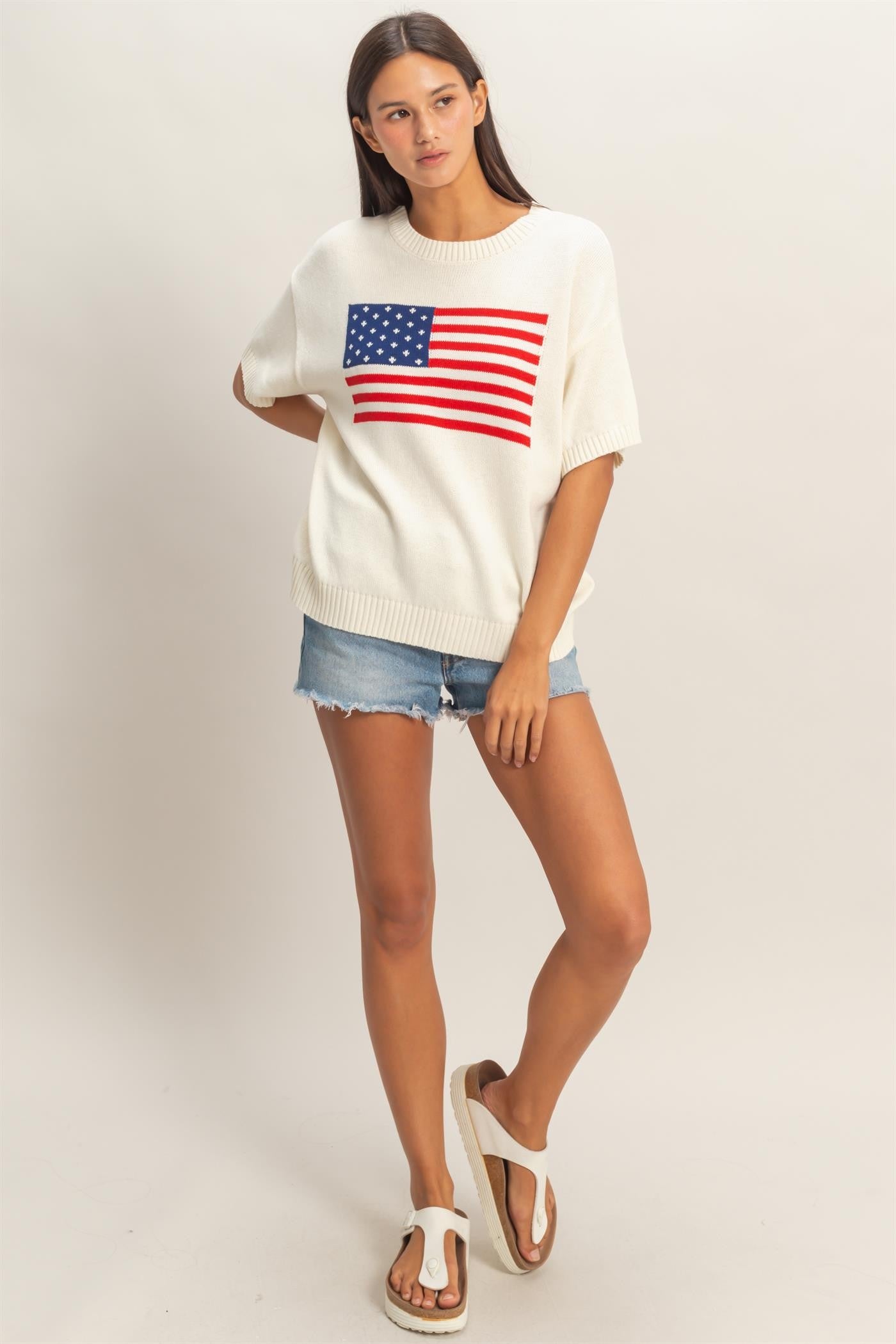 American Flag Knit Top