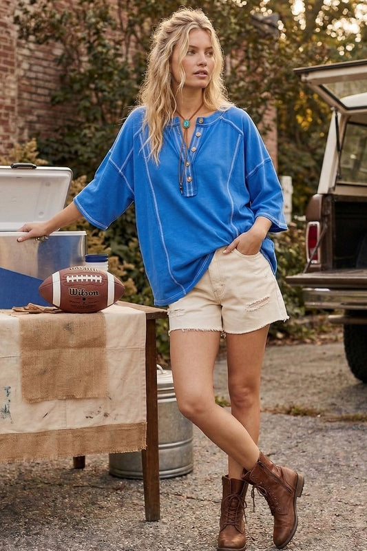 Blue Henley Tee