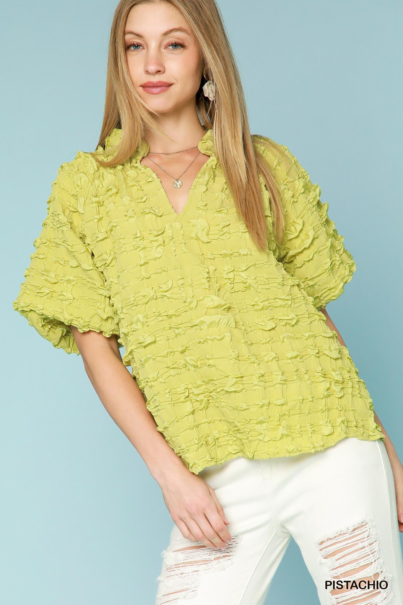 Pistachio Ruffle Top