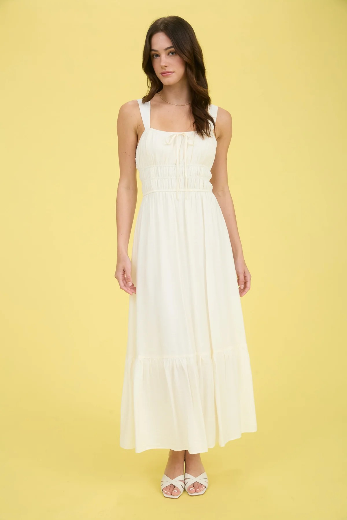 Cream Tie Midi Dress