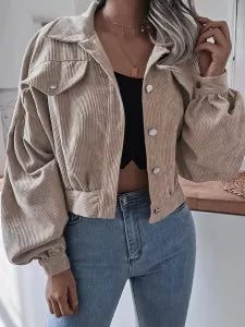 Casual Corduroy Cropped Jacket