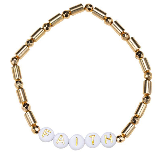 Gold Beaded Faith Bracelet