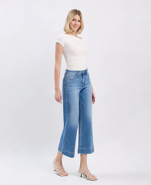 High Rise Crop Wide Leg Jeans