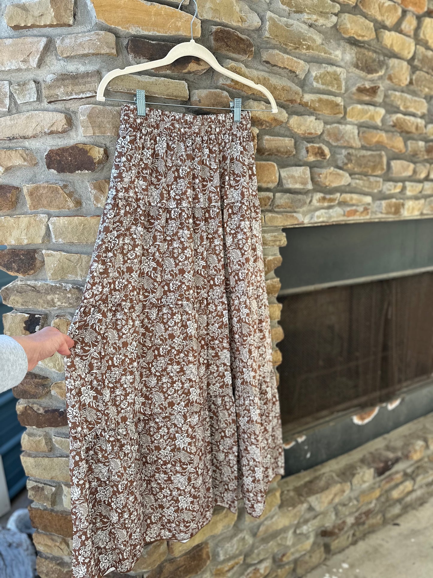 High Waisted Western Floral Skirt