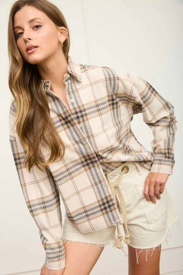 Khaki Plaid Button Down
