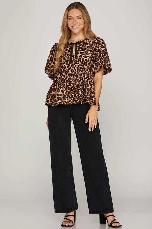 Plus Leopard Baby Doll Top