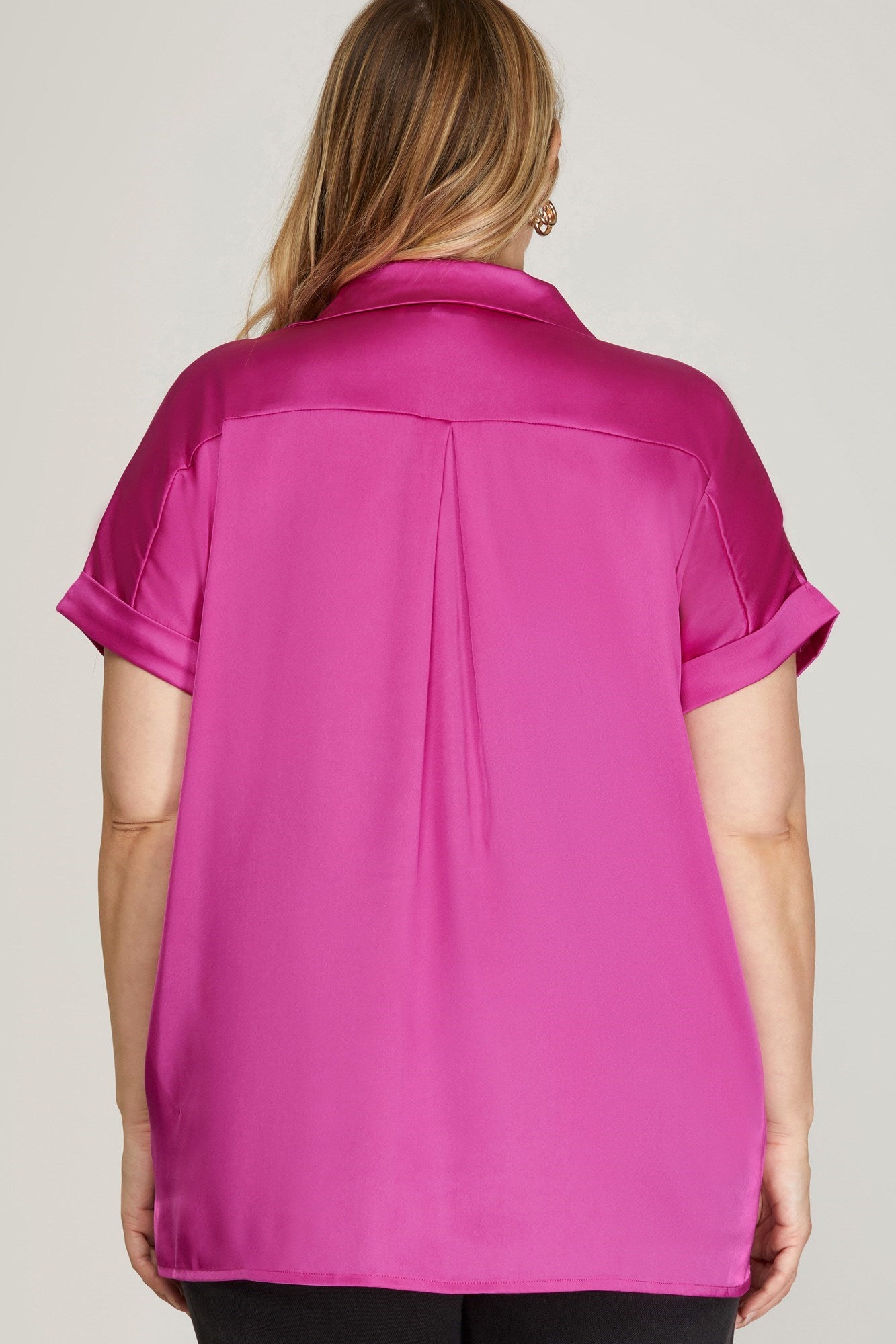 Pink Satin Button Down