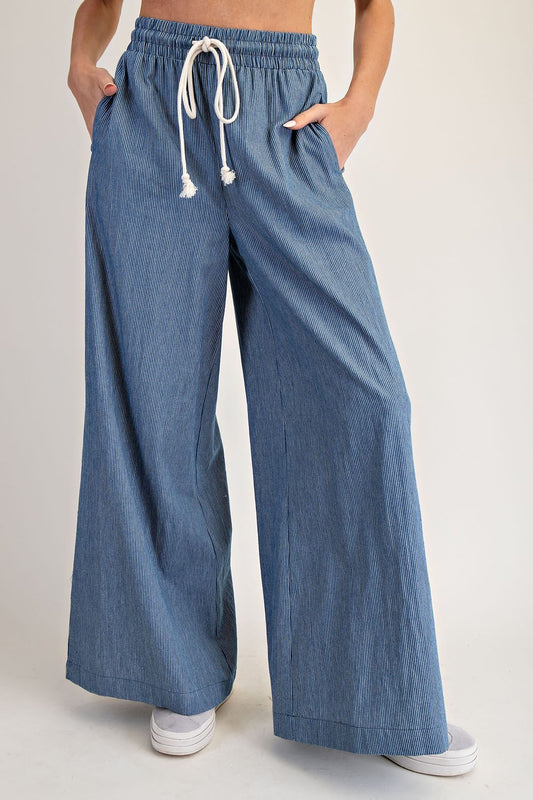 Pinstriped Wide Leg Pants