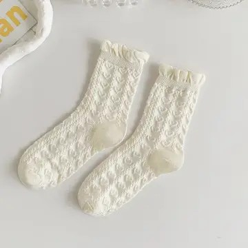 White Rolled Edge Heart Socks