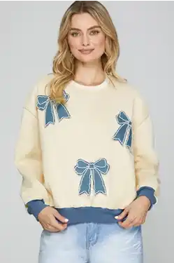 Denim Bow Sweater
