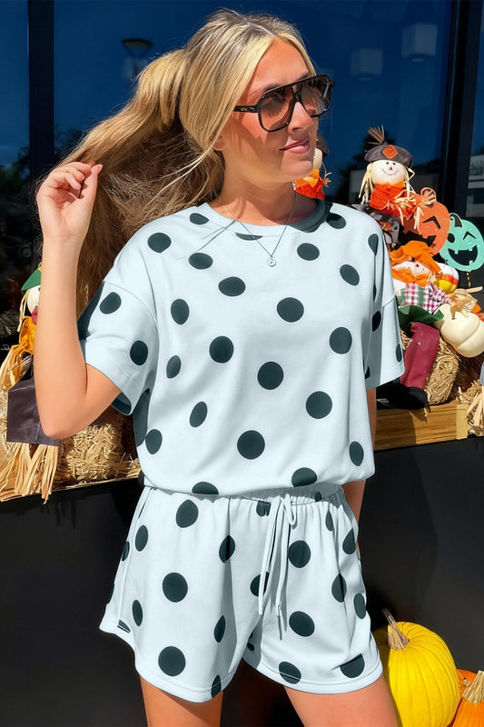 Sky Blue Polka Dot Set