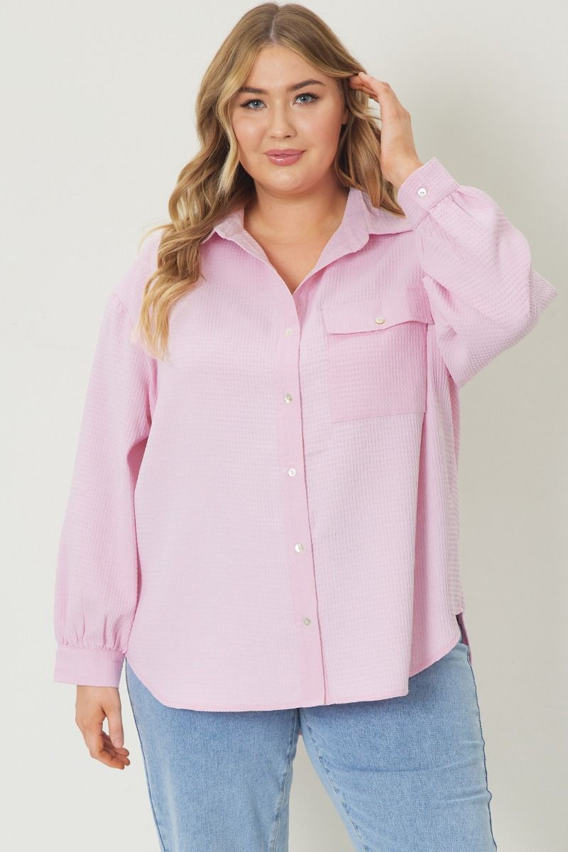 Pink Waffle Knit Top