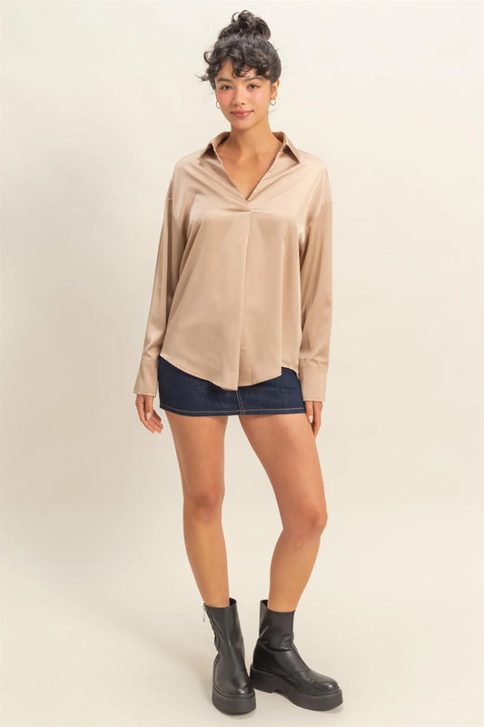 Taupe Satin Top