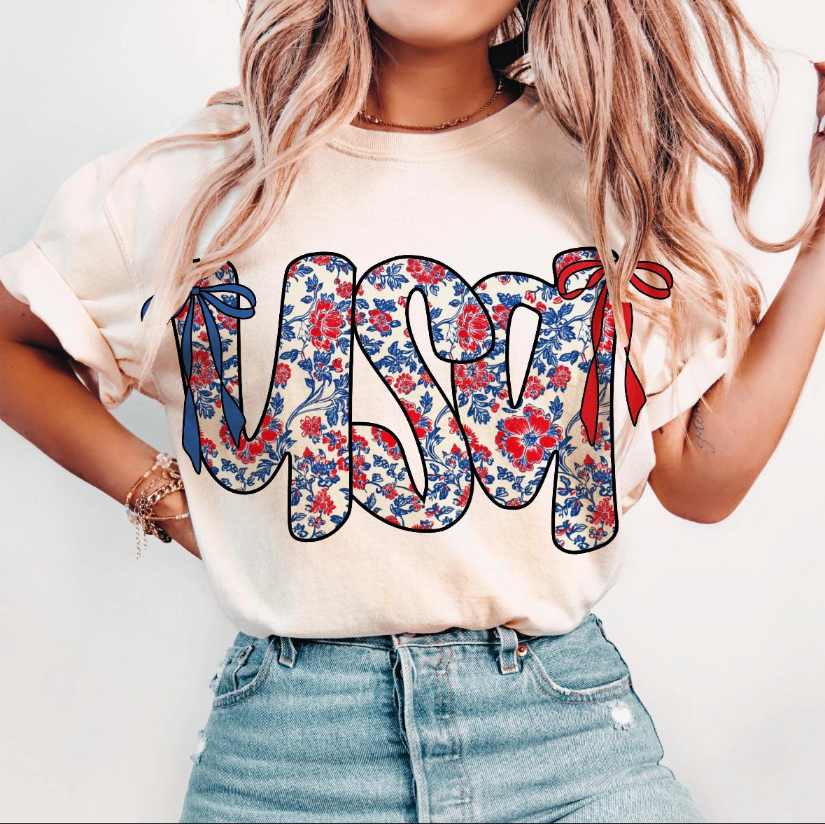 Floral USA Graphic Tee