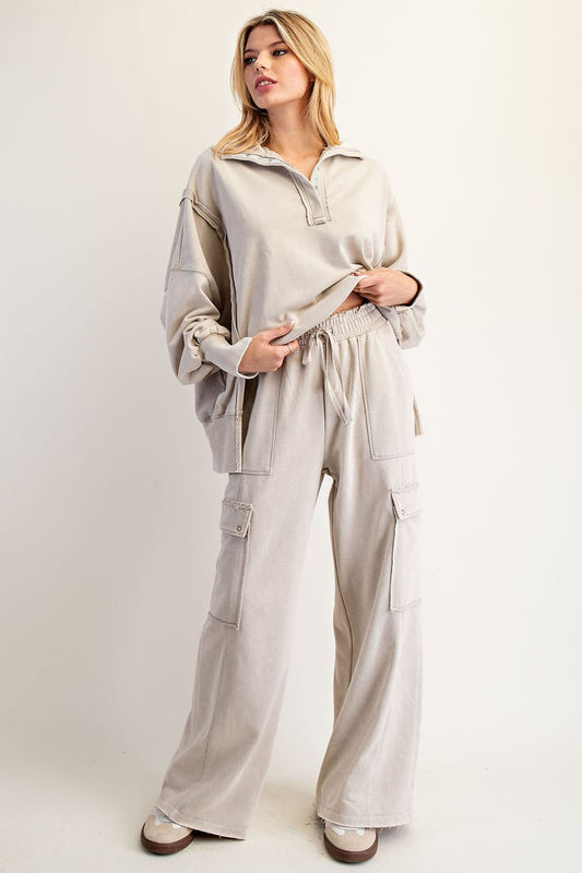 Bone Washed Cargo Pants