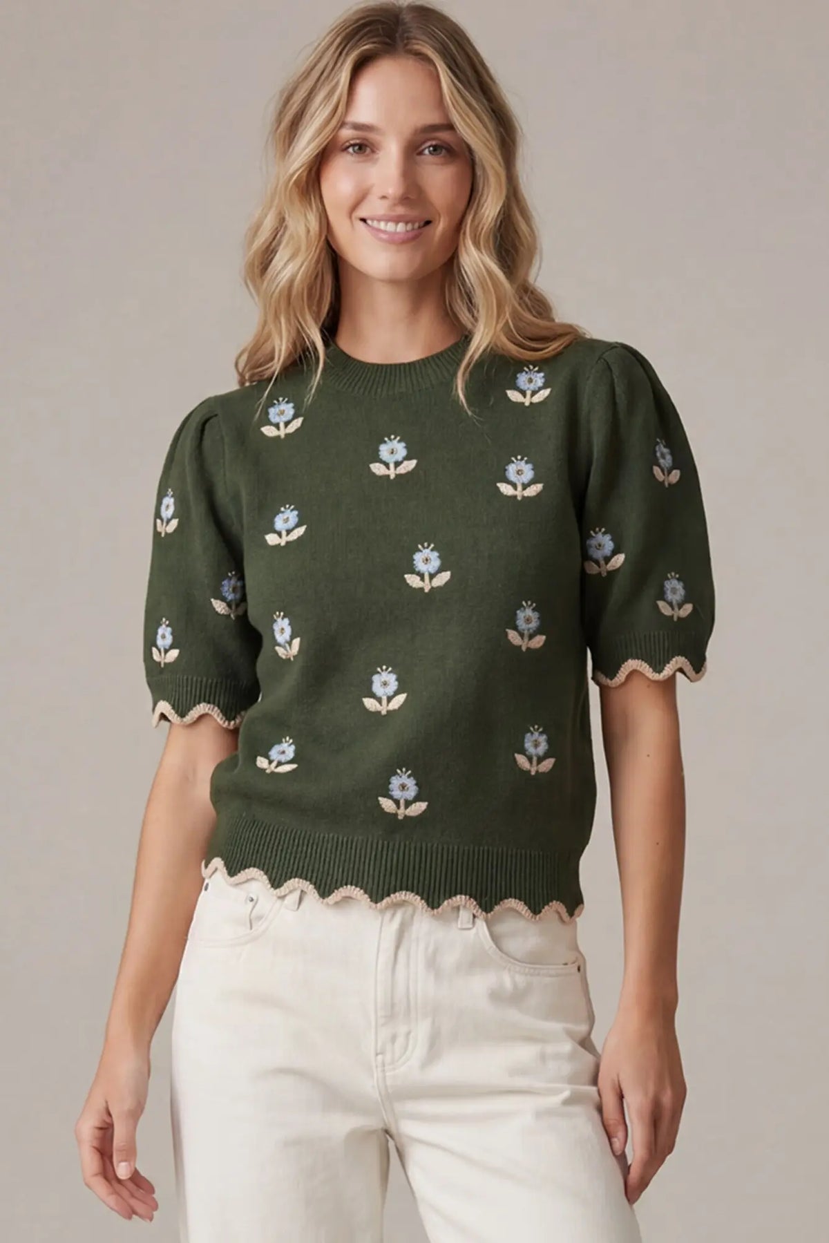 Kelli Scalloped Sweater Top