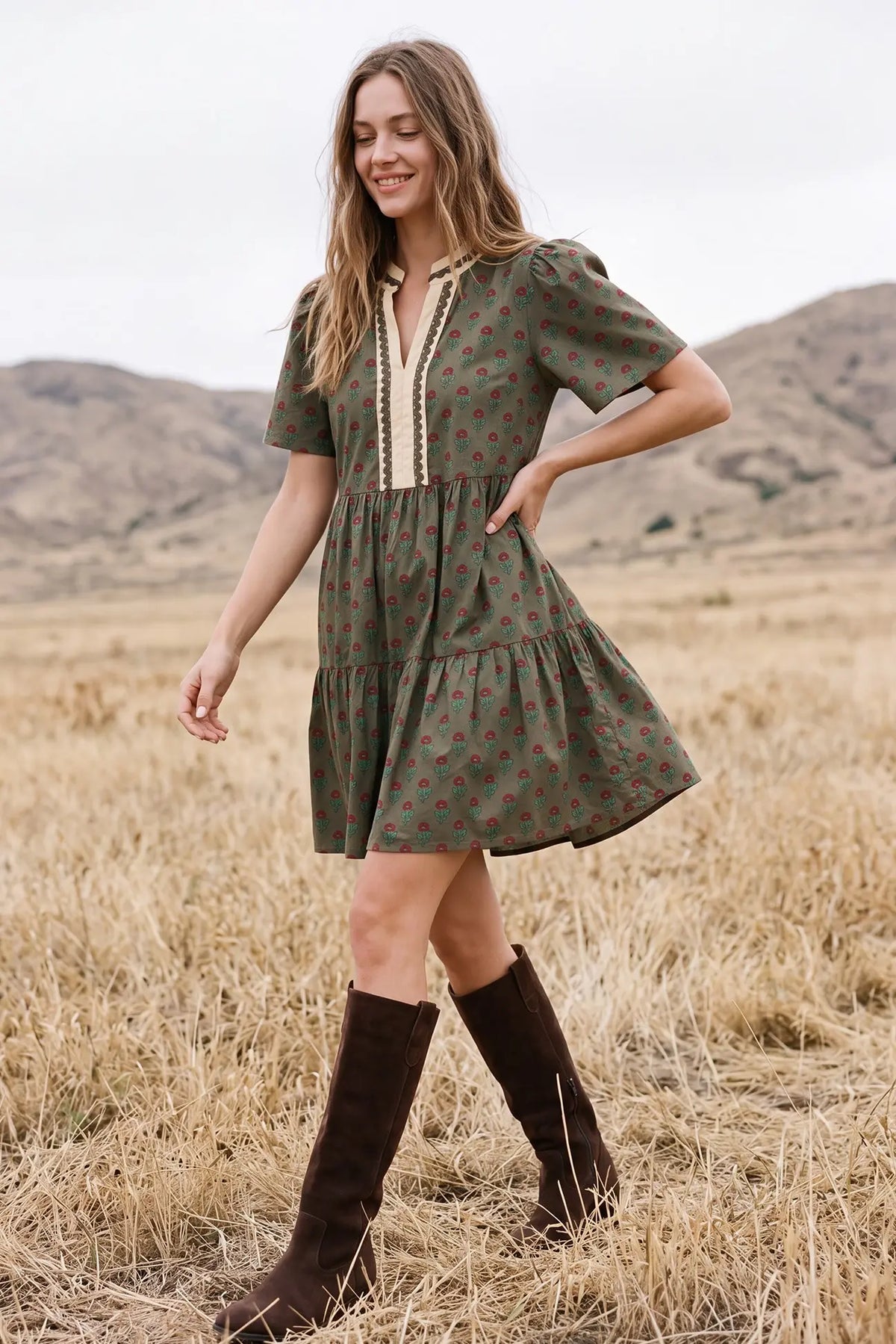 Olive Brown Mini Dress