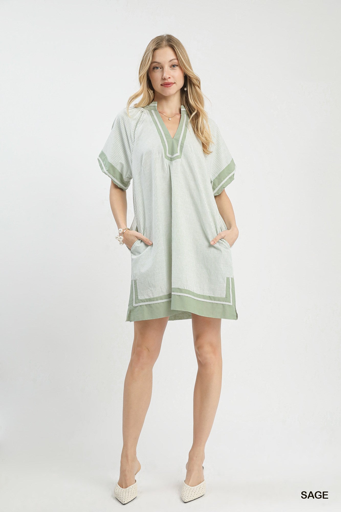 Pinstriped Sage Dress