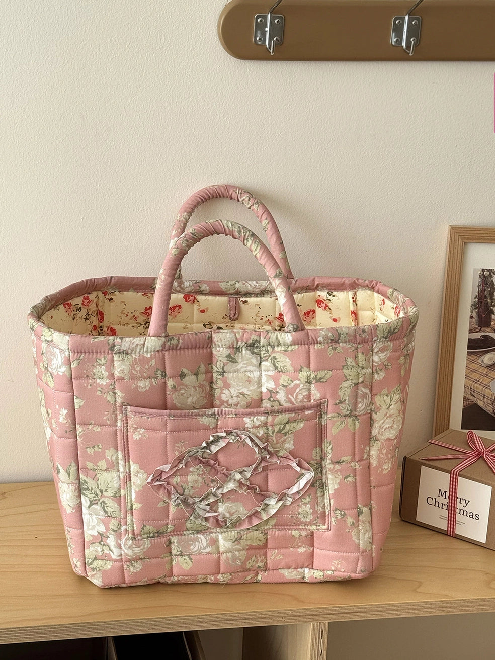 Quilted Floral Storage Tote