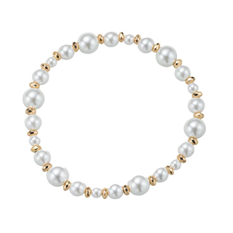 Pearl Gold Beaded Stretch Bracelet